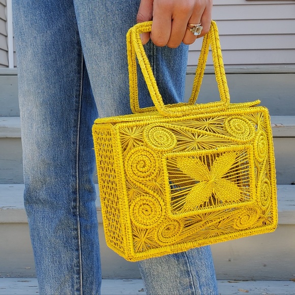 Handbags - Iraca Palm Small Yellow Bag Handmade